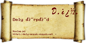 Dely Árpád névjegykártya